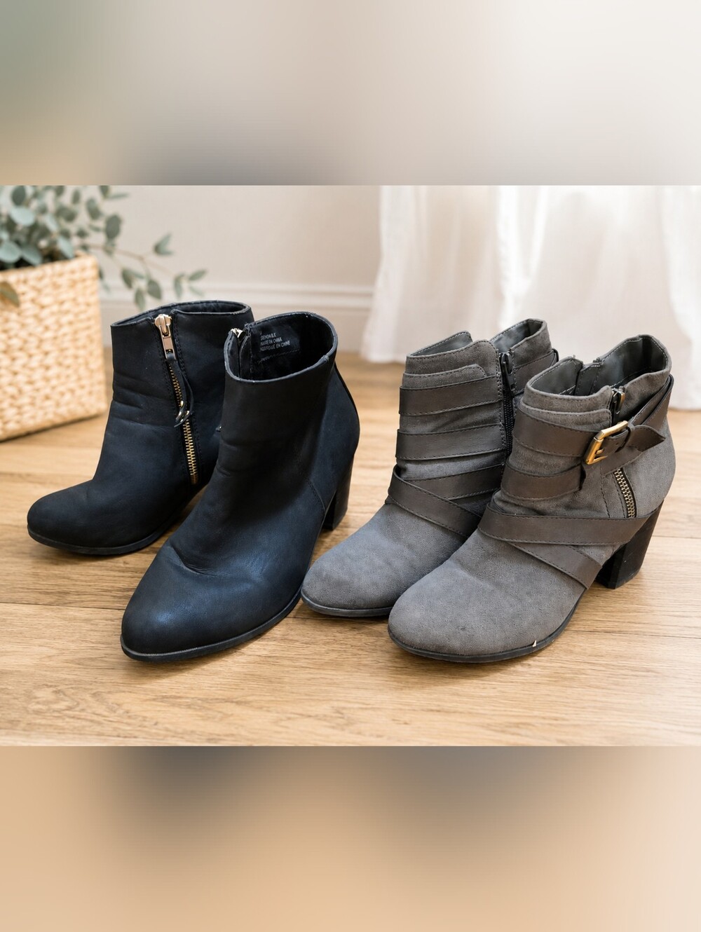 Bundle: Women's Ankle Boots – Black & Grey Booties 8.5 & 9